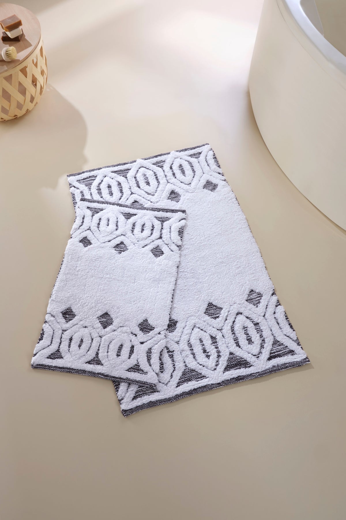 İRYA-Sherry 2’Li Takım Banyo Paspası %100 Pamuk 40X60 + 60X90 Gri-Paspas-1-Milagron.com