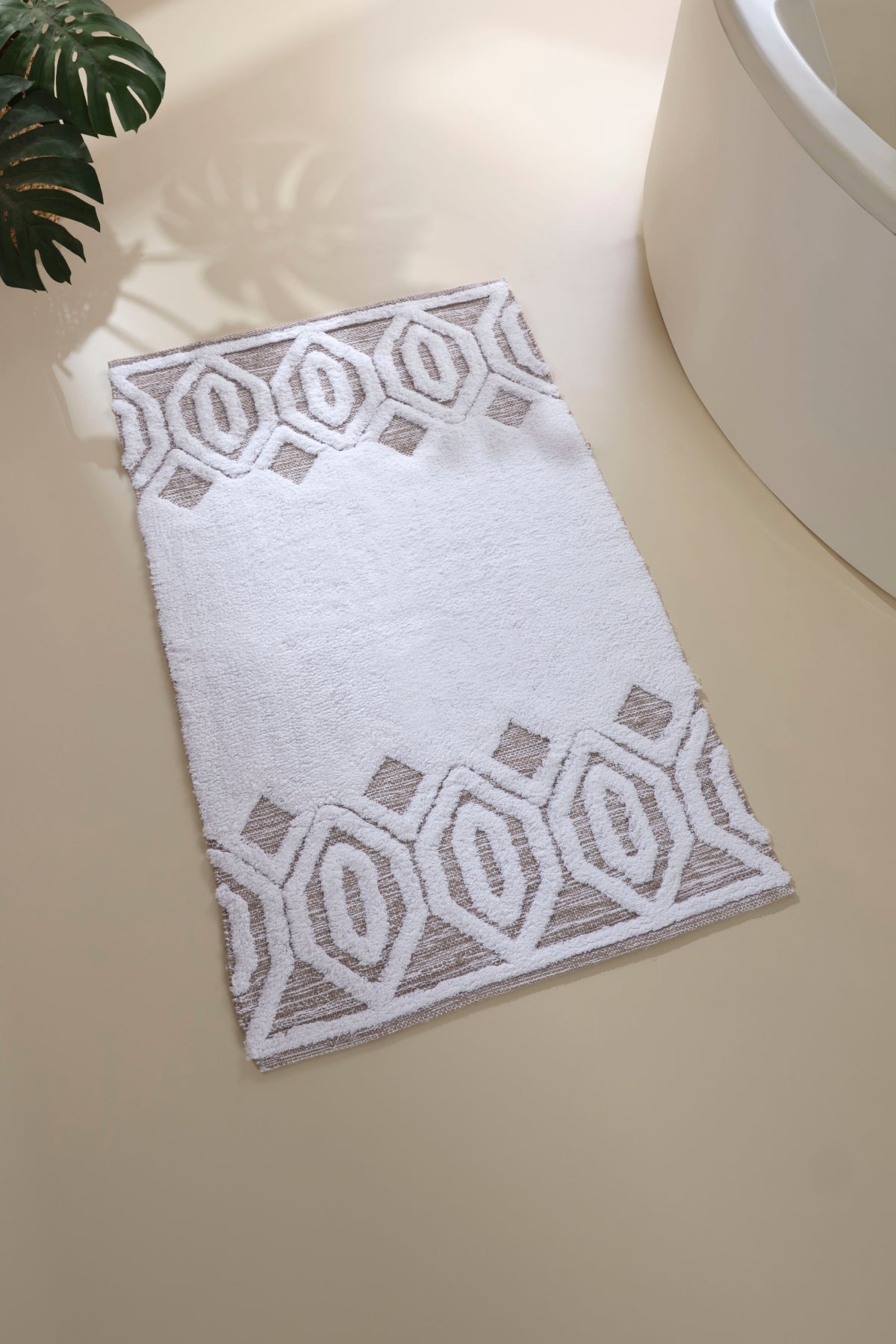 İRYA-Sherry Tekli Banyo Paspası %100 Pamuk 70X110 Bej-Paspas-1-Milagron.com