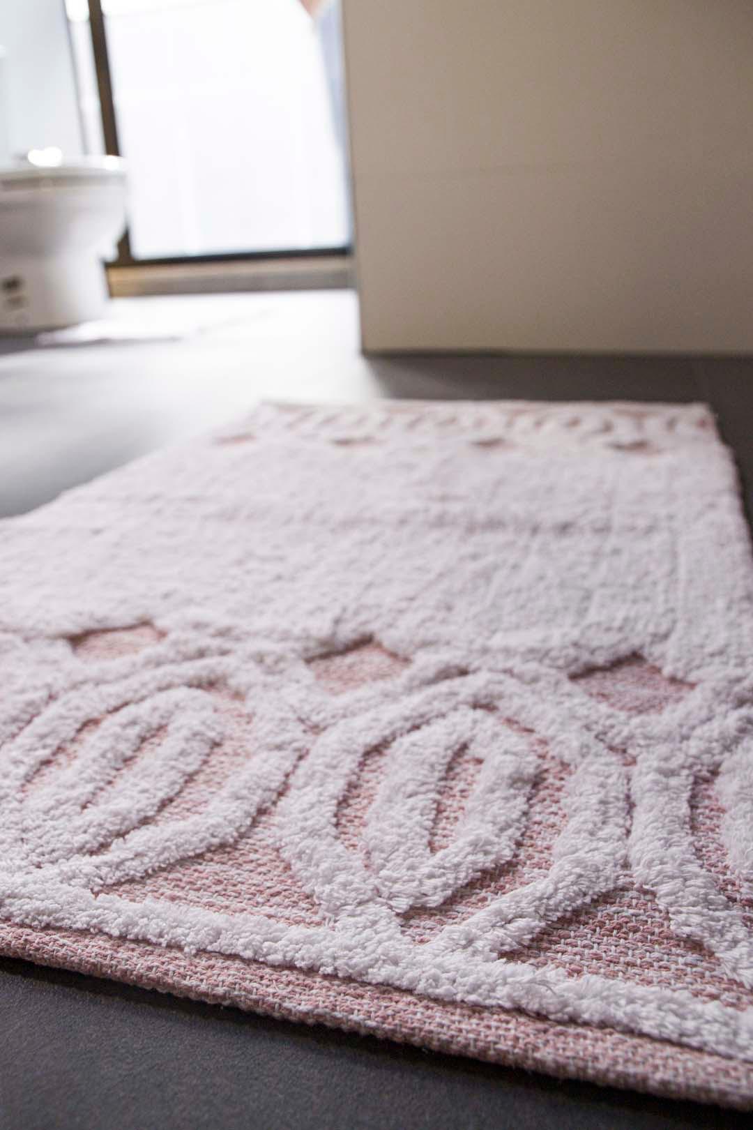 İRYA-Sherry Tekli Banyo Paspası %100 Pamuk 70X110 Pembe-Paspas-3-Milagron.com