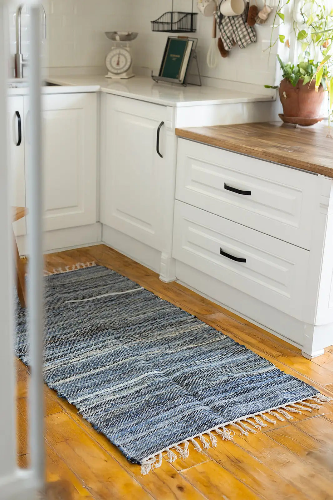 İRYA-Striped Denim Kilim Ekru/İNdigo 60X90-Kilim-1-Milagron.com