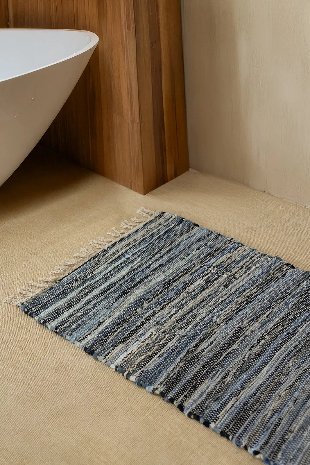 İRYA-Striped Denim Kilim Ekru/İNdigo 80X150-Kilim-2-Milagron.com