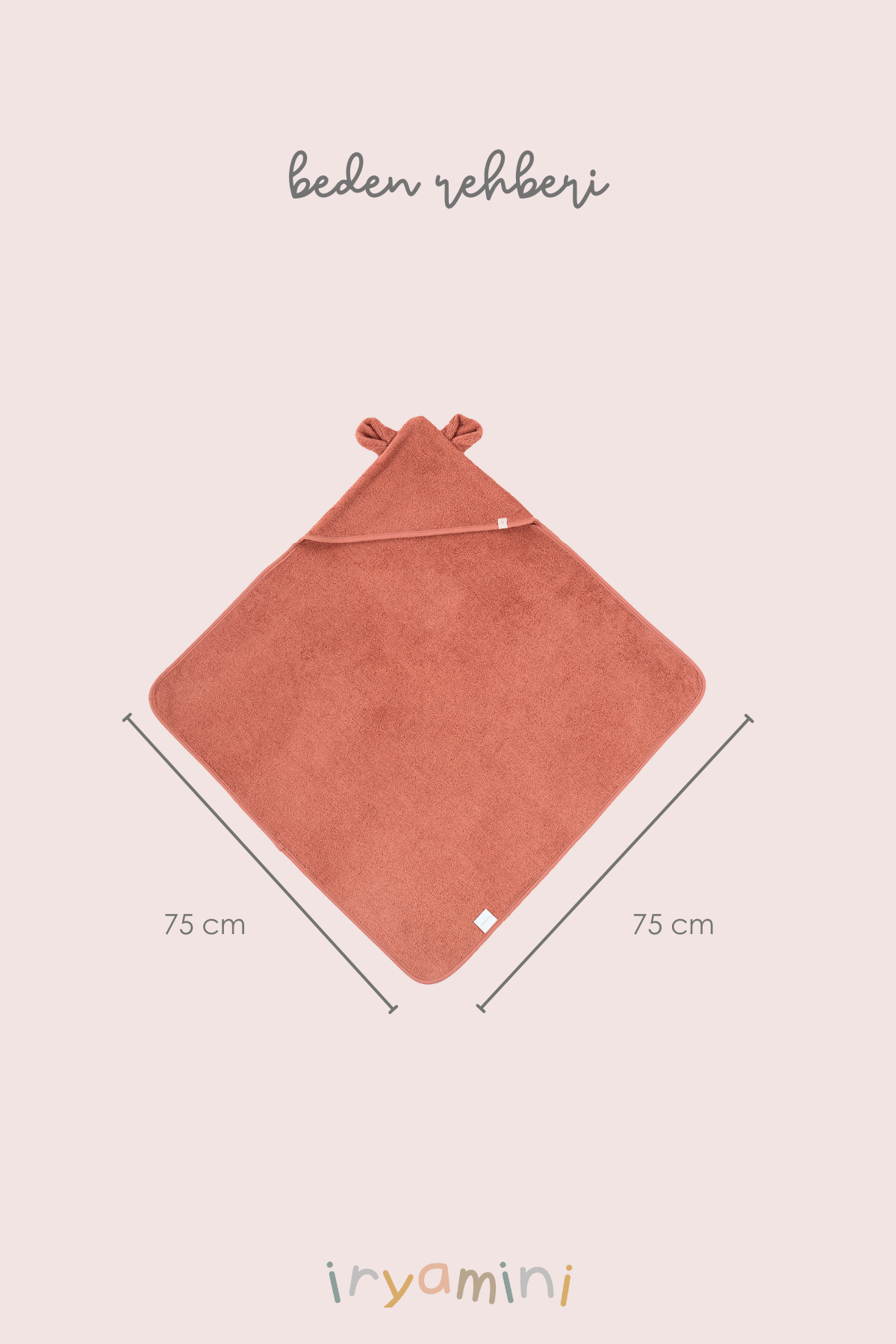 İRYA-Tiny Bear Organik Pamuk Bebek Kundak Kiremit 75X75-Kundak-5-Milagron.com