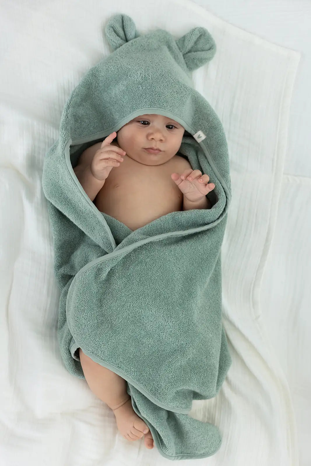 İRYA-Tiny Bear Organik Pamuk Bebek Kundak Mint 75X75-Kundak-1-Milagron.com