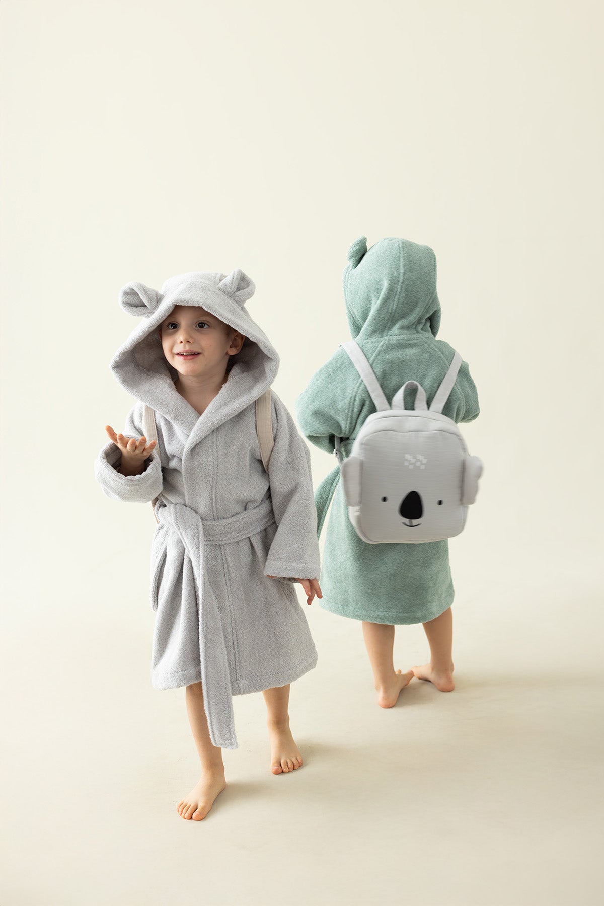 İRYA-Tiny Bear Organik Pamuk Çocuk Bornoz Gri-Bornoz-3-Milagron.com