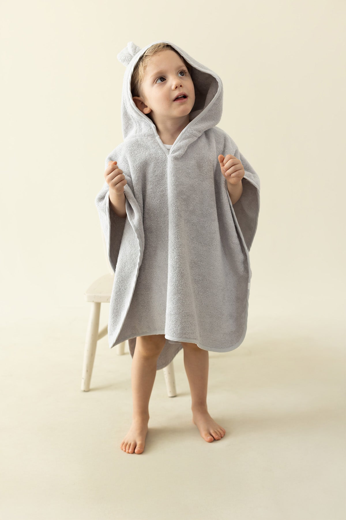 İRYA-Tiny Bear Organik Pamuk Çocuk Panço Gri-Panço-1-Milagron.com