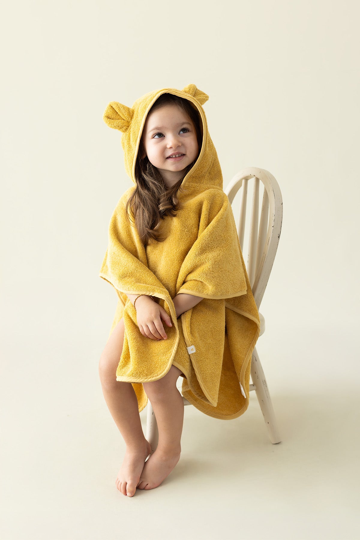İRYA-Tiny Bear Organik Pamuk Çocuk Panço Hardal-Panço-1-Milagron.com
