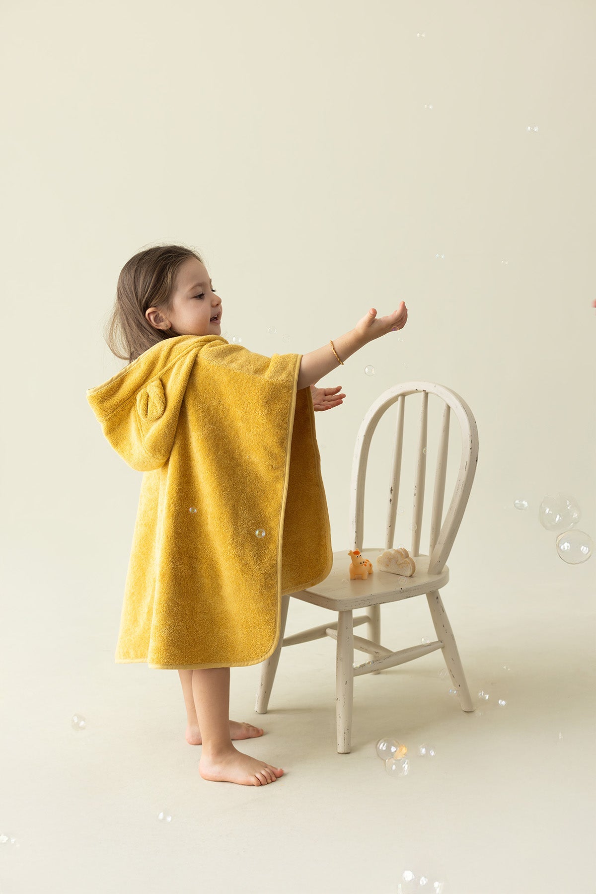 İRYA-Tiny Bear Organik Pamuk Çocuk Panço Hardal-Panço-3-Milagron.com
