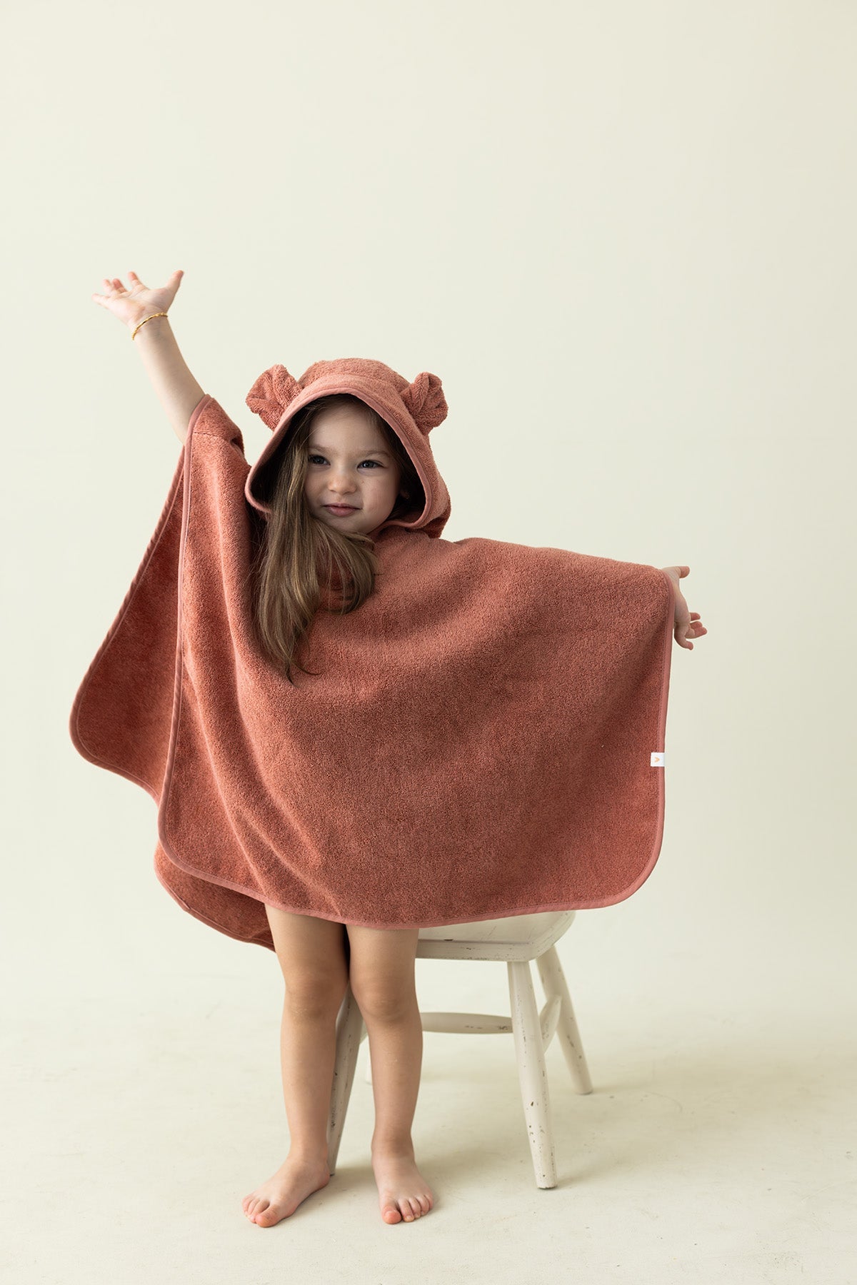 İRYA-Tiny Bear Organik Pamuk Çocuk Panço Kiremit-Panço-3-Milagron.com