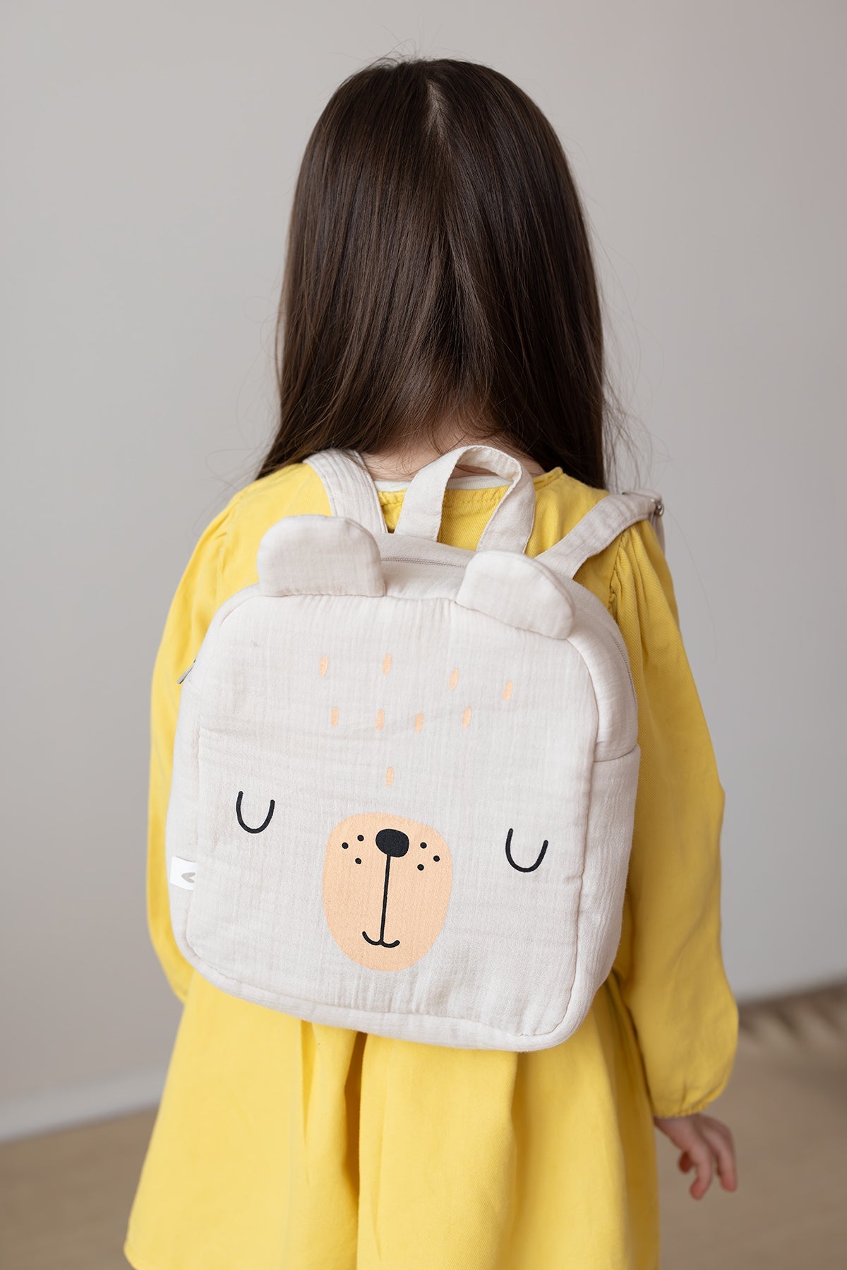 İRYA-Tiny Bear Organik Pamuk Müslin Çocuk Çantası Bej-Tote Bag-1-Milagron.com