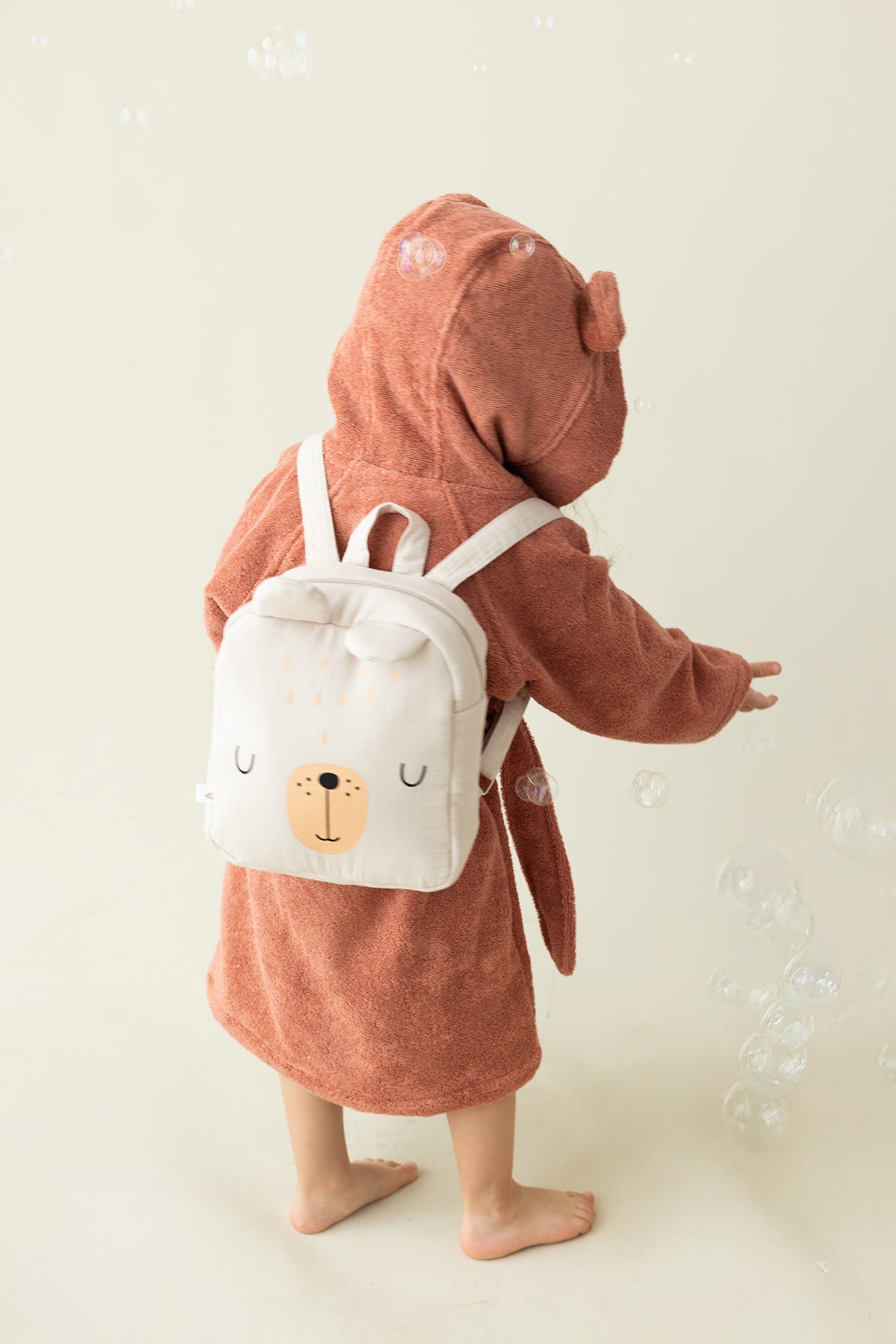 İRYA-Tiny Bear Organik Pamuk Müslin Çocuk Çantası Bej-Tote Bag-4-Milagron.com