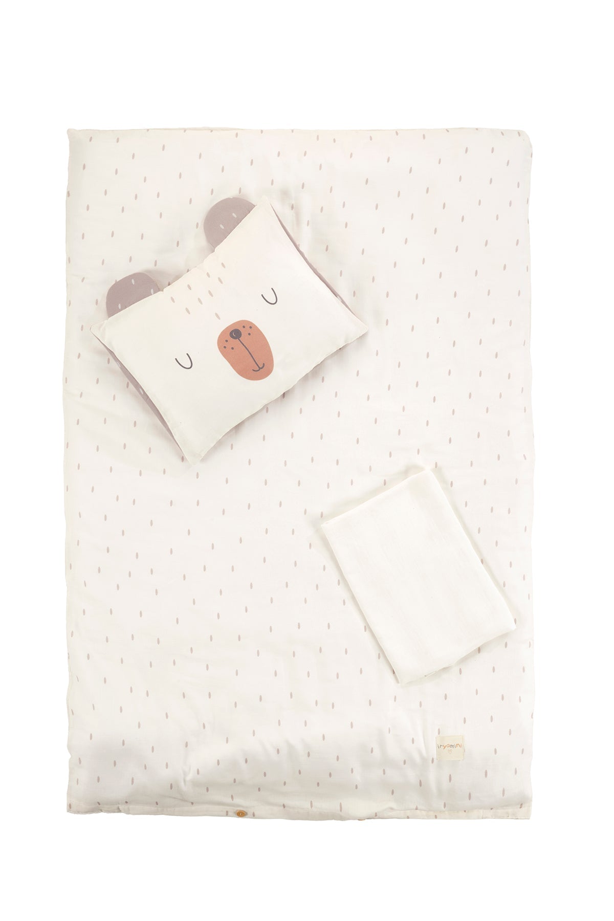 İRYA-Tiny Bear Organik Pamuk Müslin Çocuk Nevresim Takımı Ekru-Nevresim Takımı-2-Milagron.com