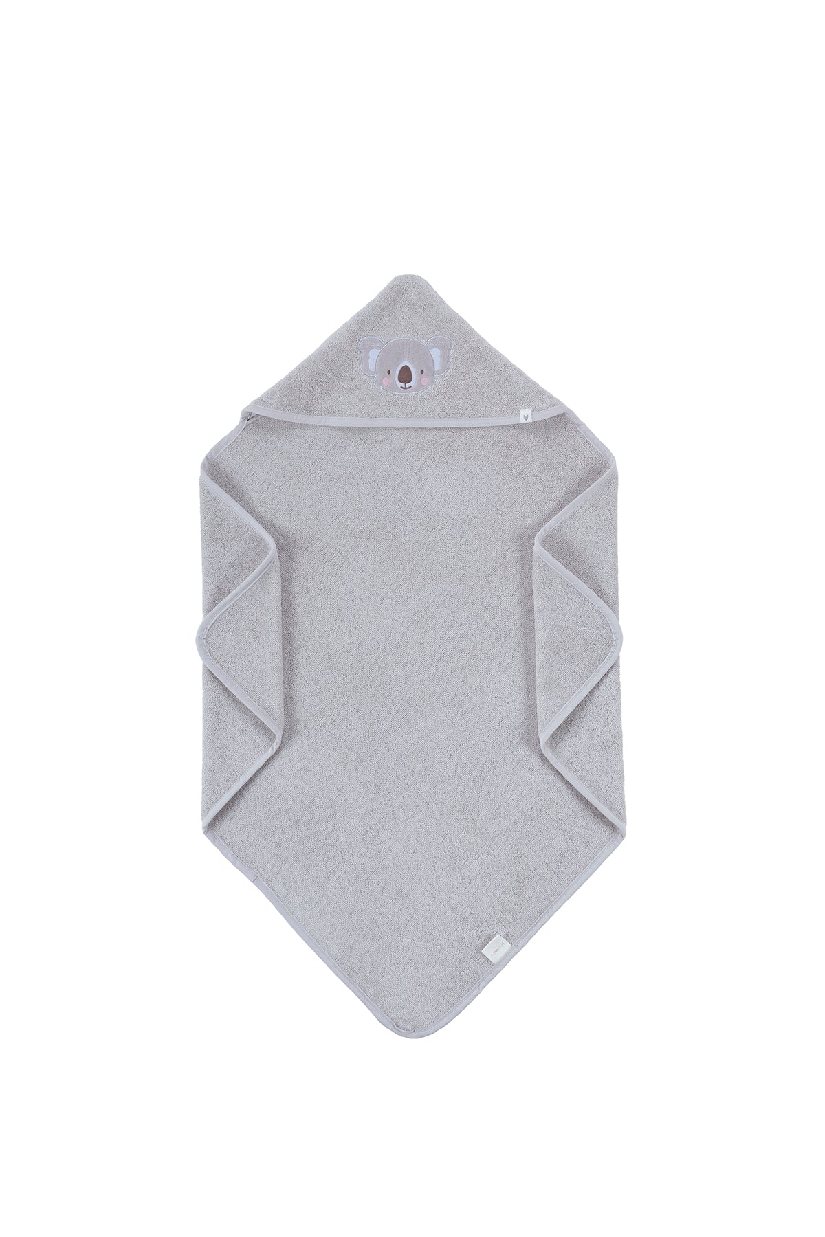 İRYA-Tiny Koala Organik Pamuk Nakışlı Bebek Kundak Gri 75X75-Kundak-4-Milagron.com