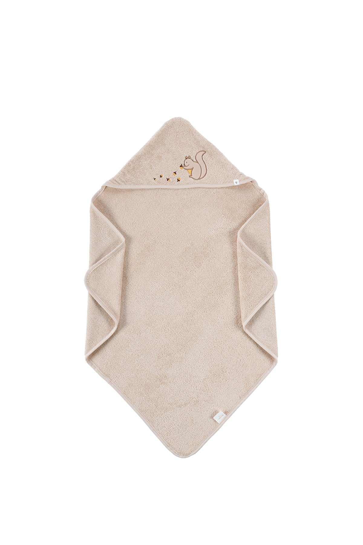 İRYA-Tiny Squirrel Organik Pamuk Nakışlı Bebek Kundak Bej 75X75-Kundak-3-Milagron.com