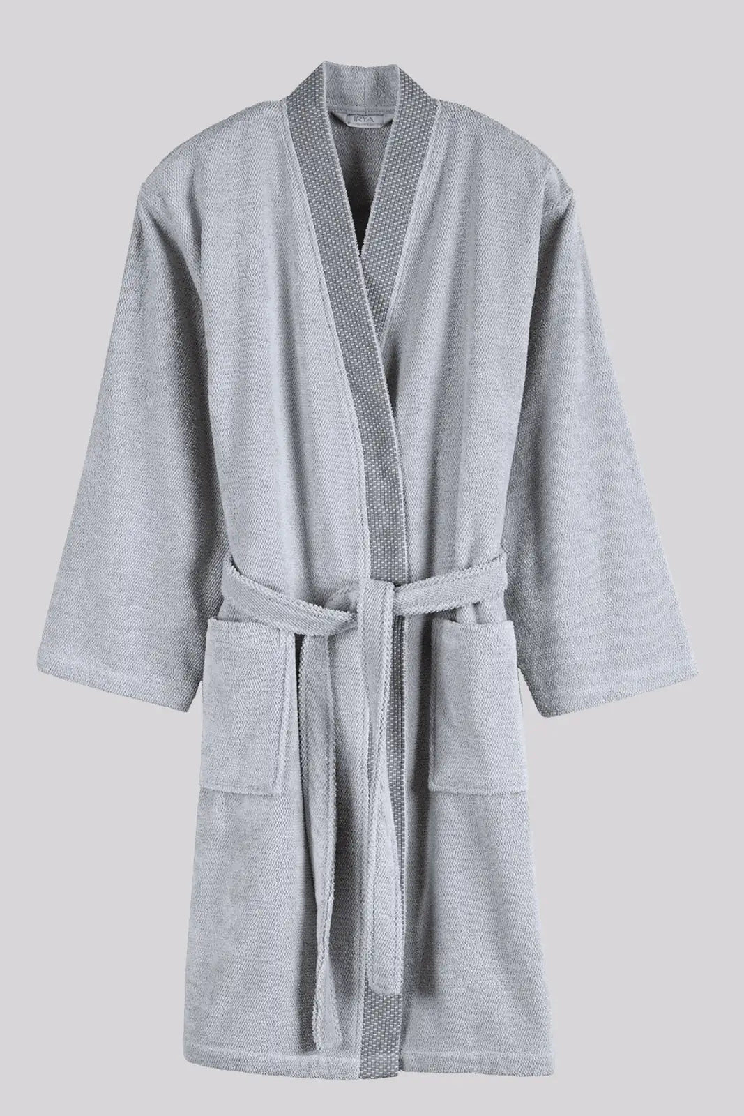 İRYA-Travertine %100 Pamuk Kadın Bornoz Gri-Bornoz-10-Milagron.com