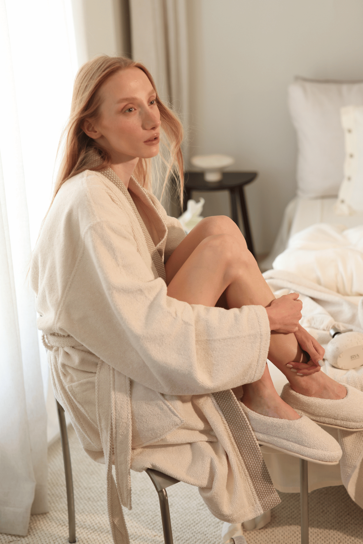 İRYA-Travertine Unisex Kalın Tabanlı Havlu Terlik Açık Bej-Sandalet & Terlik-2-Milagron.com