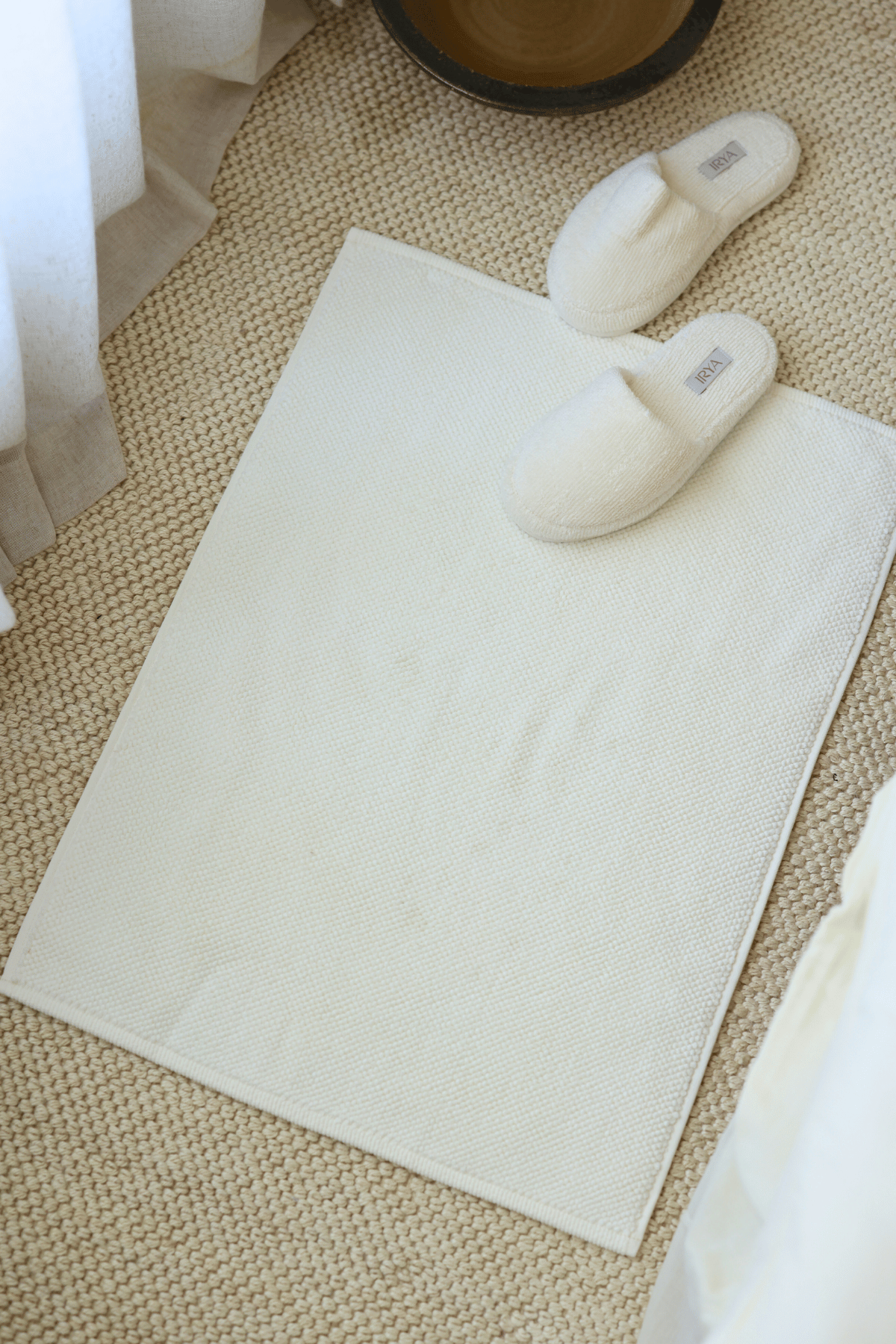 Irya-Velluna Tekli Havlu Banyo Paspası 50x80 Ekru-Banyo Paspası-1-Milagron.com