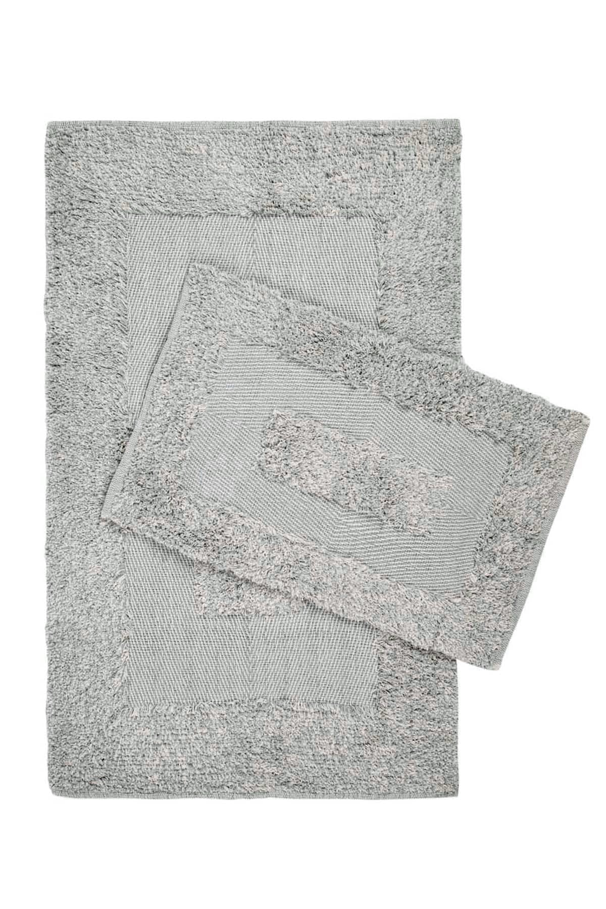 Irya-Vivian 2’li Takım Banyo Paspası %100 Pamuk 40x60 + 60x90 Gri-Banyo Paspası-2-Milagron.com