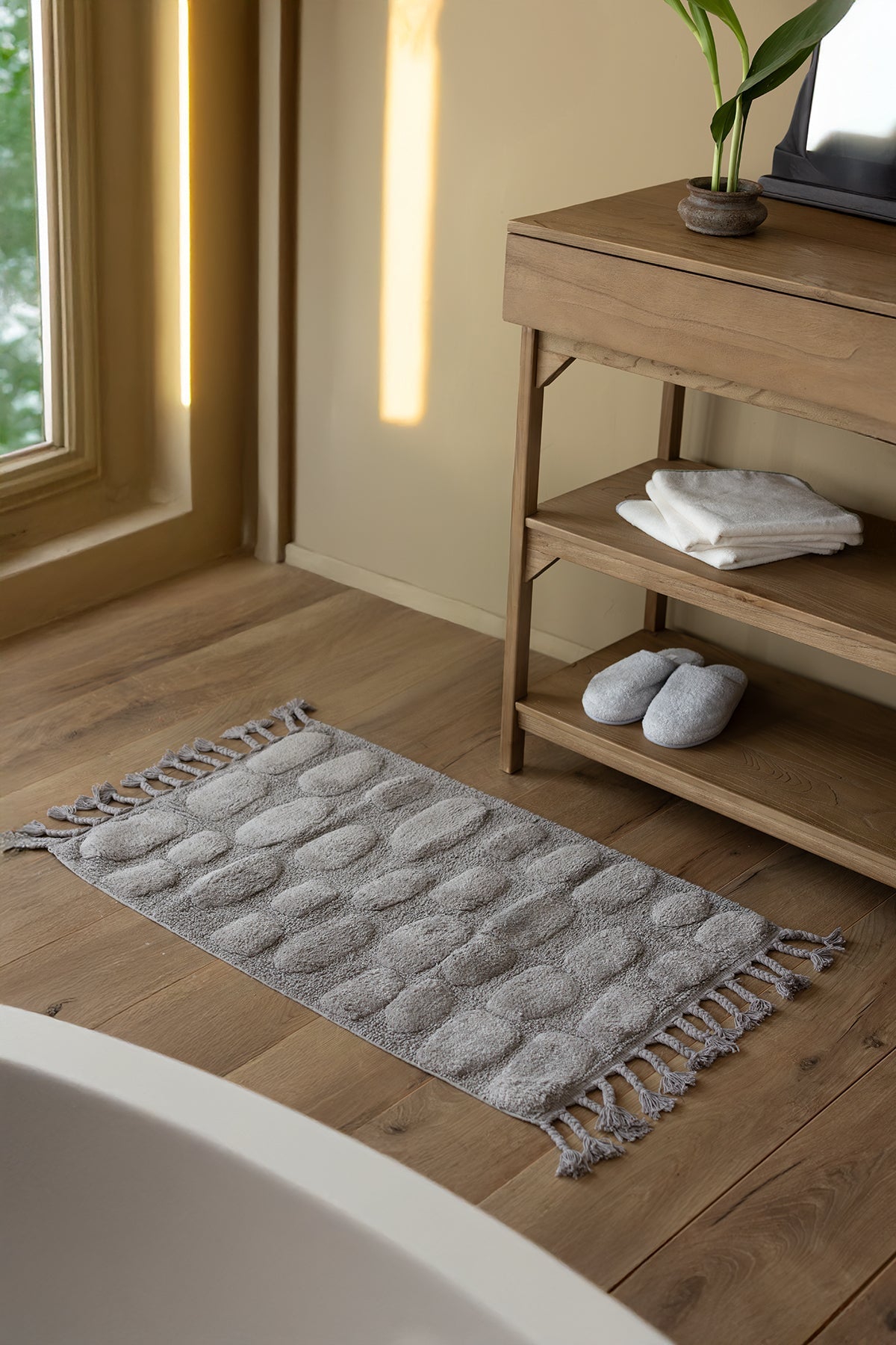 İRYA-Wall Tekli Banyo Paspası %100 Pamuk 70X150 Cm Gri-Paspas-1-Milagron.com
