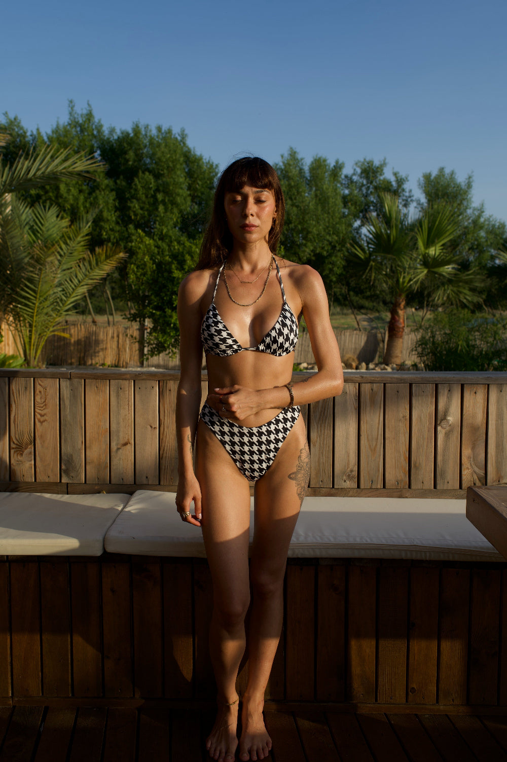 Iamlovein-Pied De Poule' Trio Bikini Top-Bikini Üstü-3-Milagron.com