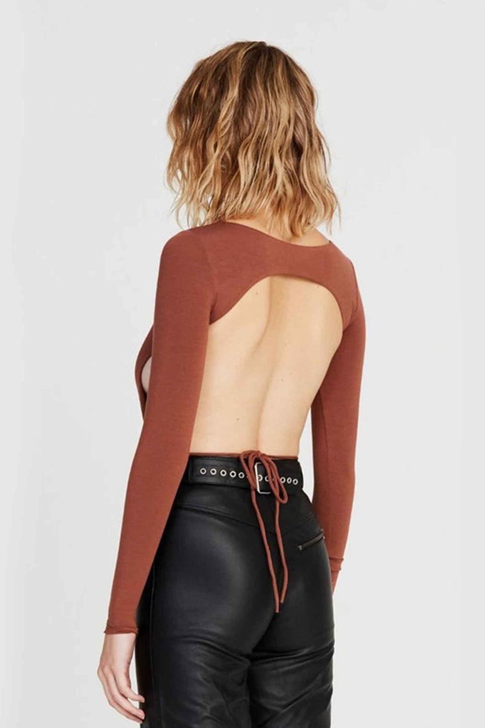 Iamnotbasic-Nicole Kahverengi Bodysuit-Top-2-Milagron.com