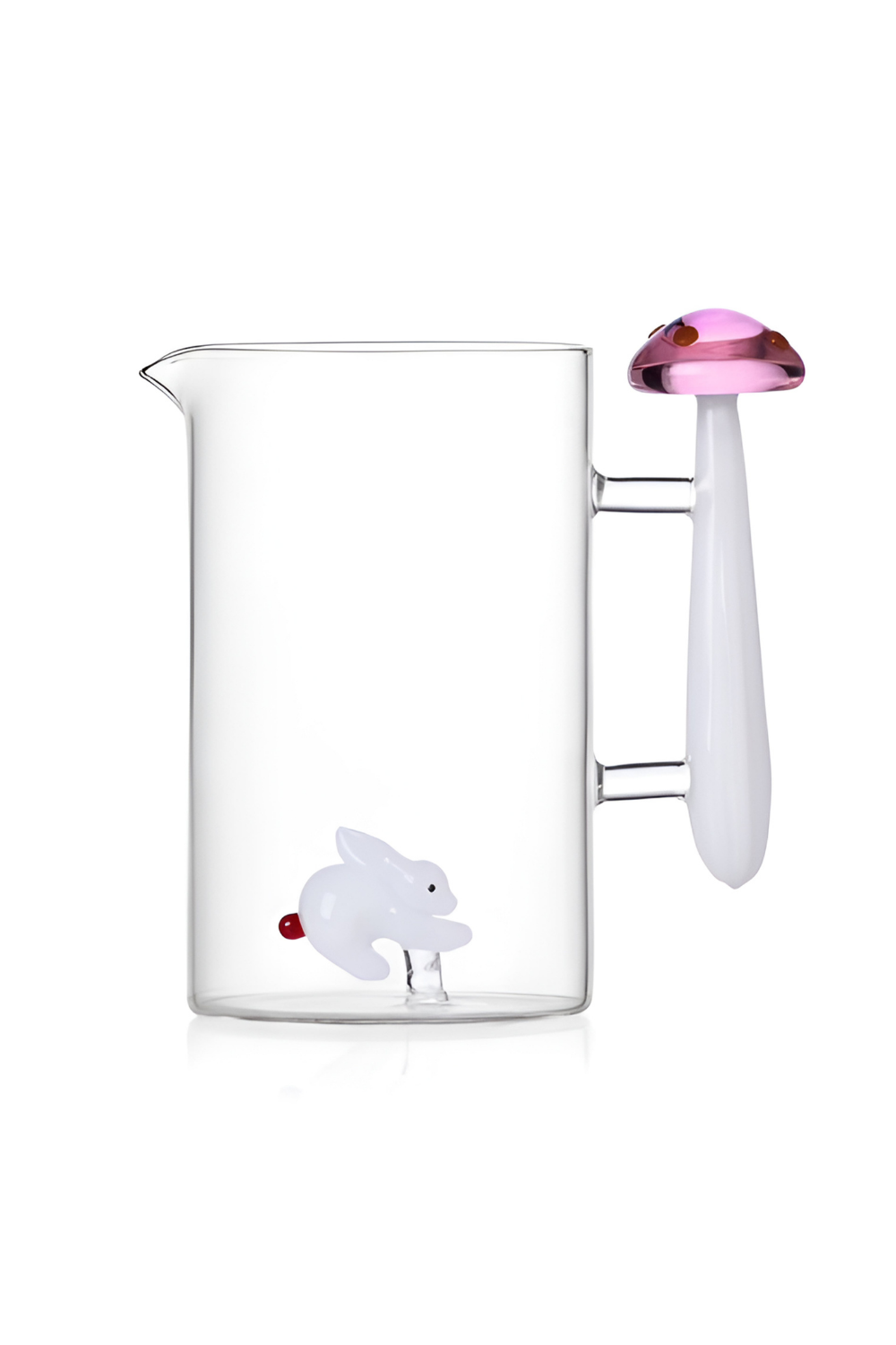 Ichendorf Milano-Alice Beyaz Tavşan Ve Mantar Figürlü Cam Sürahi-Sürahi-1-Milagron.com