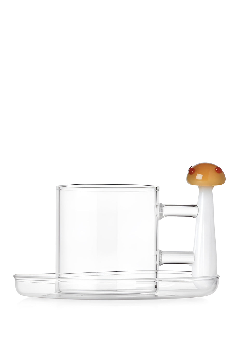 Ichendorf Milano-Amber Ve Kırmızı Noktalı Mantar Figürlü Cam Kahve Fincanı-Kahve Fincanı-1-Milagron.com