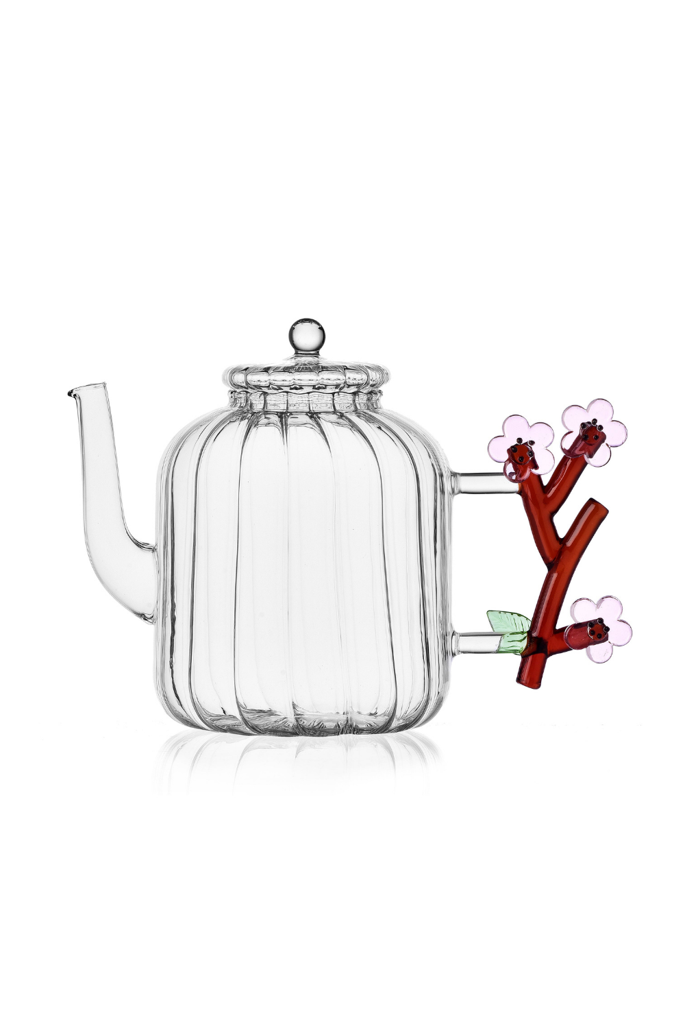 Ichendorf Milano-Botanica Şeftali Çiçeği Figürlü El Yapımı Cam Demlik-Çaydanlık-1-Milagron.com