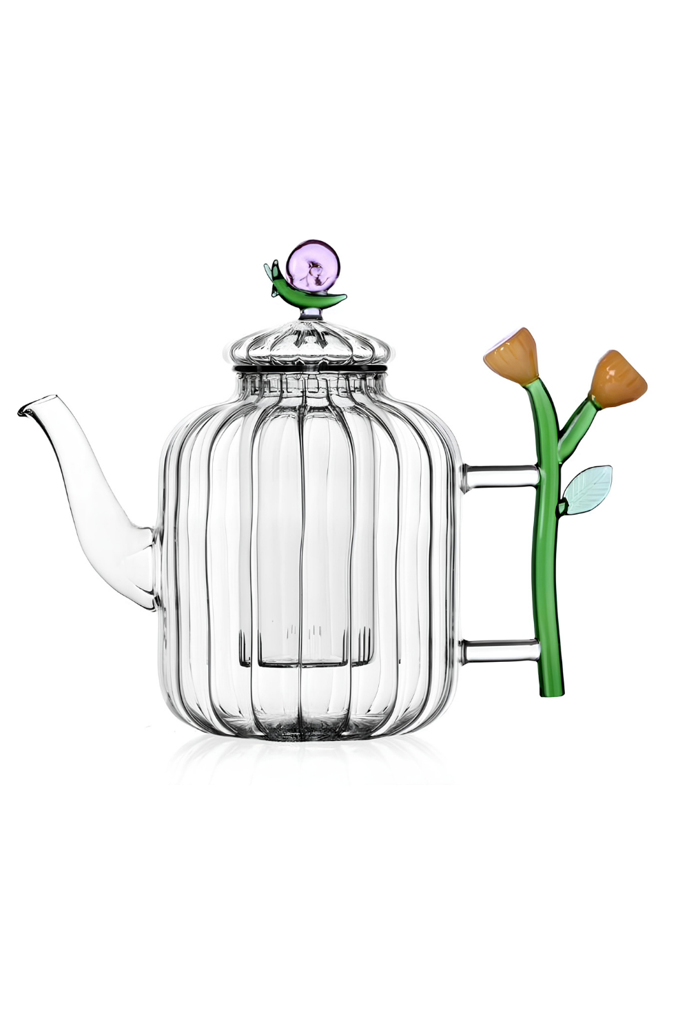 Ichendorf Milano-Çiçek Ve Salyangoz Figürlü Cam Teapot-Çaydanlık-1-Milagron.com