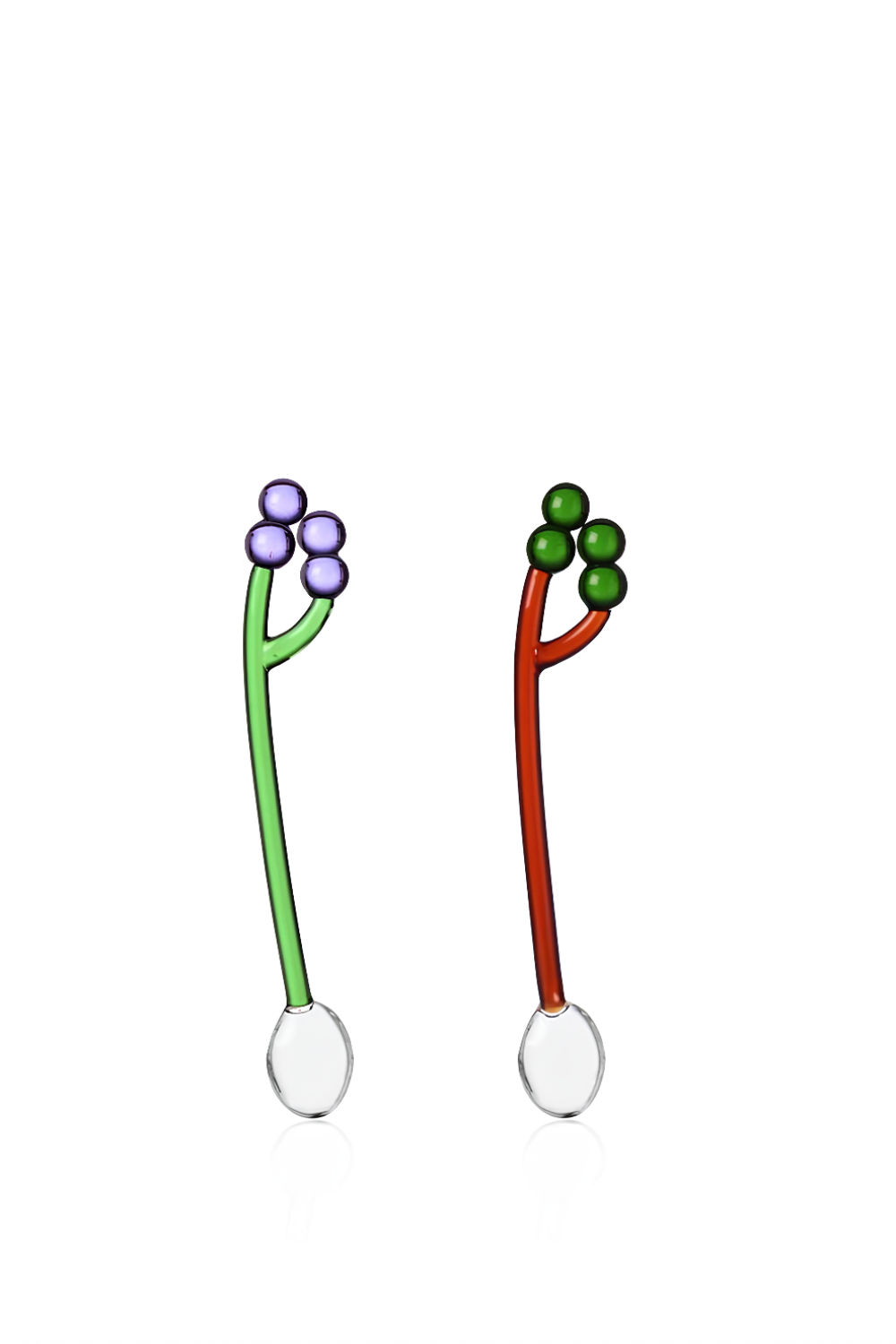 Ichendorf Milano-Fruits & Flowers No:1 Üzüm Figürlü Renkli Cam 2'li Tatlı Kaşığı Seti-Kaşık-1-Milagron.com