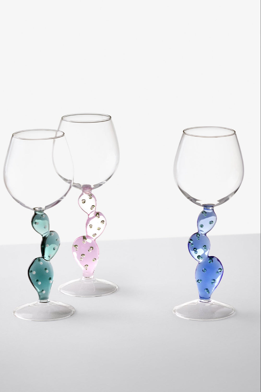 Ichendorf Milano-Mavi Kaktüs Gövdeli Cam Bardak-Kadeh-2-Milagron.com