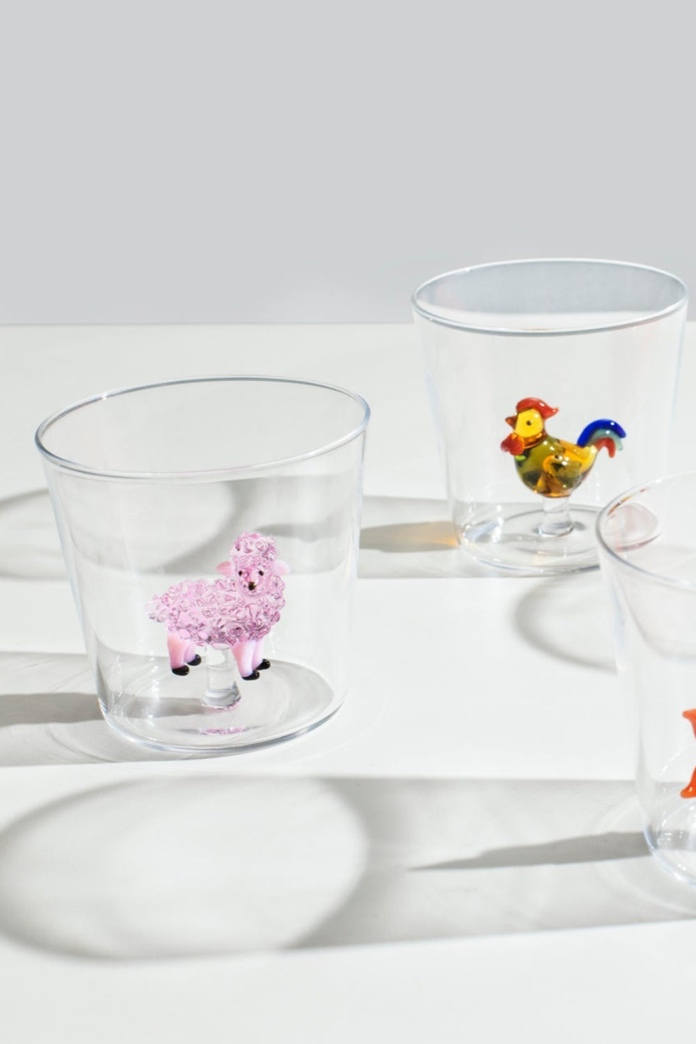 Ichendorf Milano-Pembe Koyun Figürlü Cam Su Bardağı-Bardak-2-Milagron.com