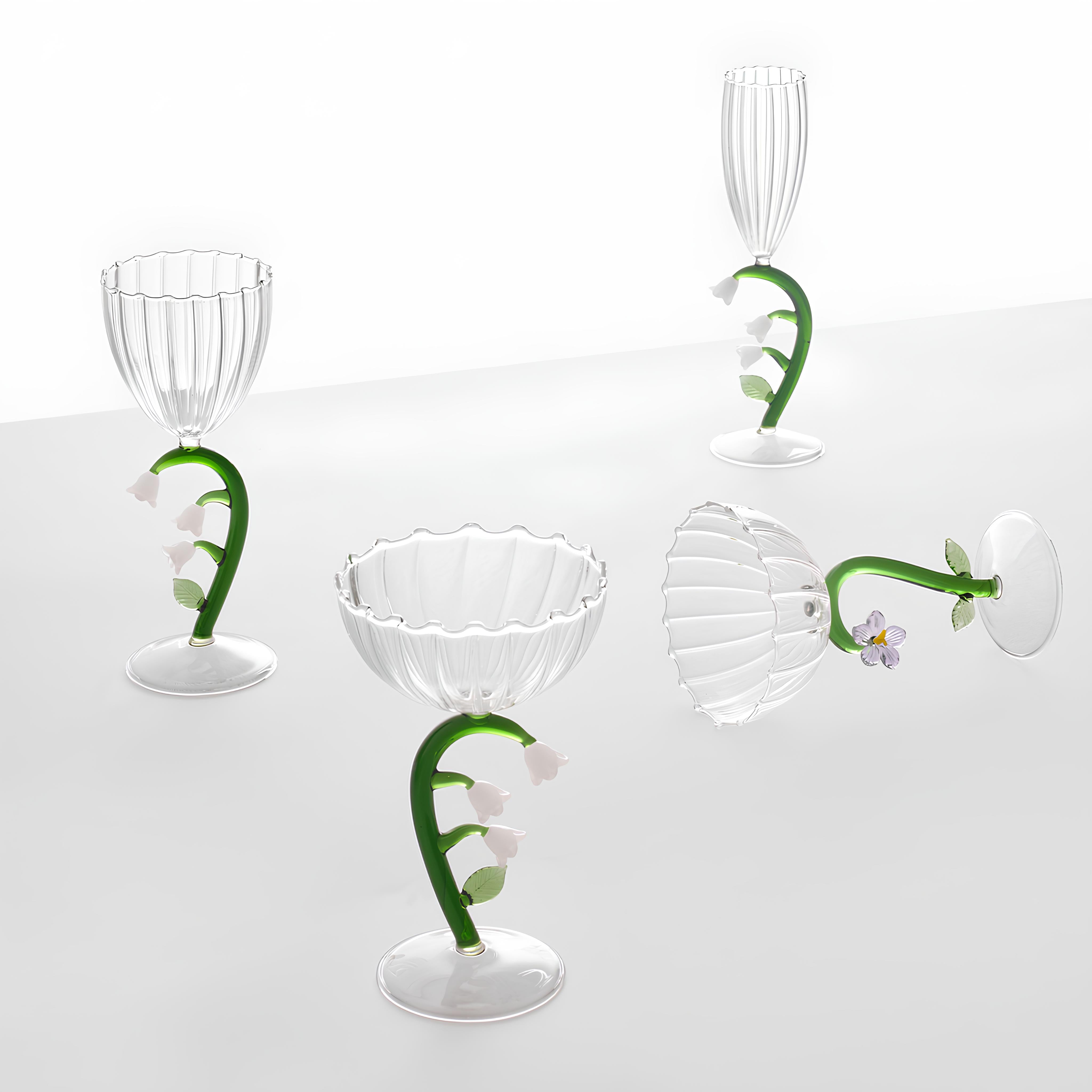 Ichendorf Milano-çiçek Sapı Gövdeli Cam Bardak No:1-Bardak-2-Milagron.com