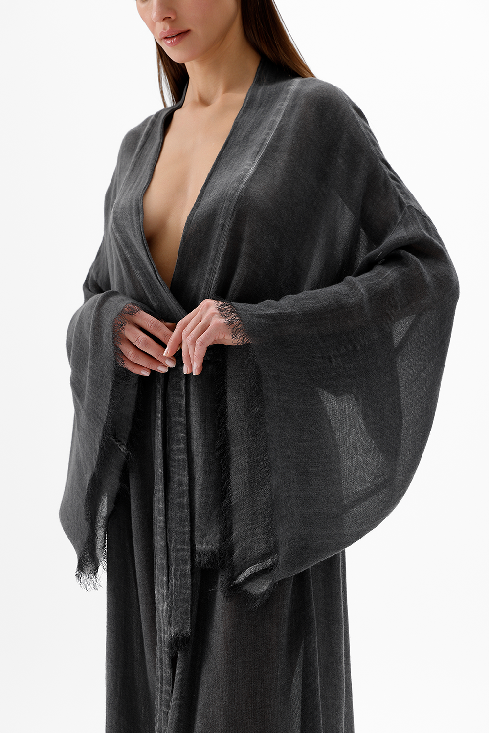İkikız-Bambu Gri Uzun Kimono-Kimono-4-Milagron.com