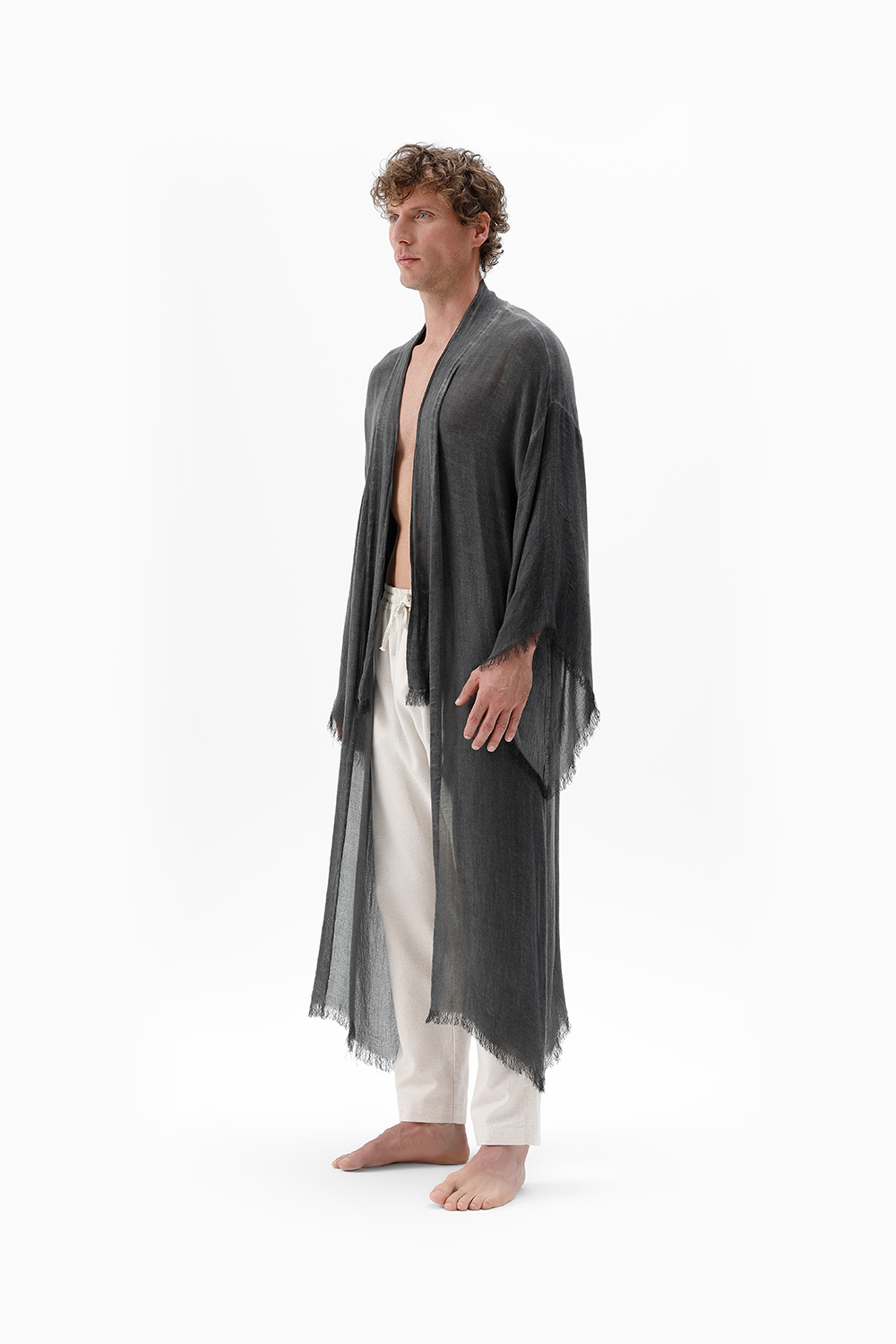 İkikız-Bambu Gri Uzun Kimono-Kimono-6-Milagron.com
