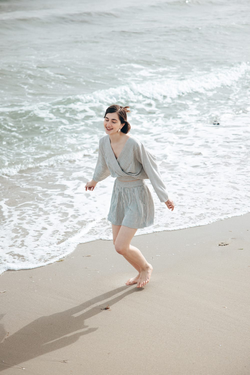 İkikız-Crinkle Çizgili Bluz-Top-5-Milagron.com