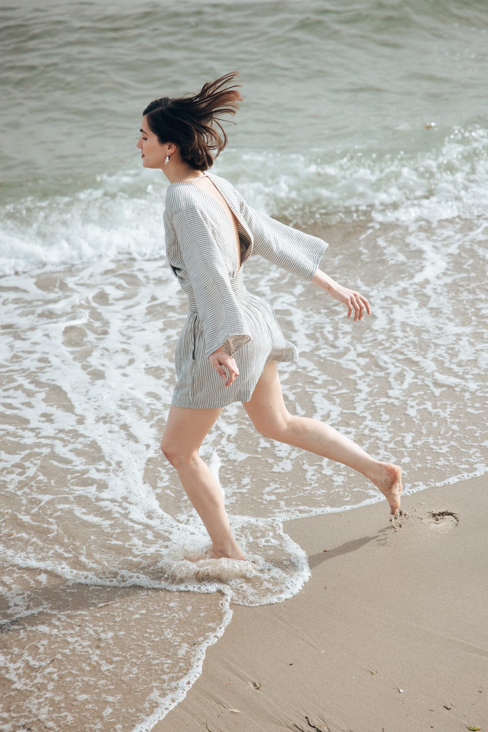 İkikız-Crinkle Çizgili Bluz-Top-6-Milagron.com