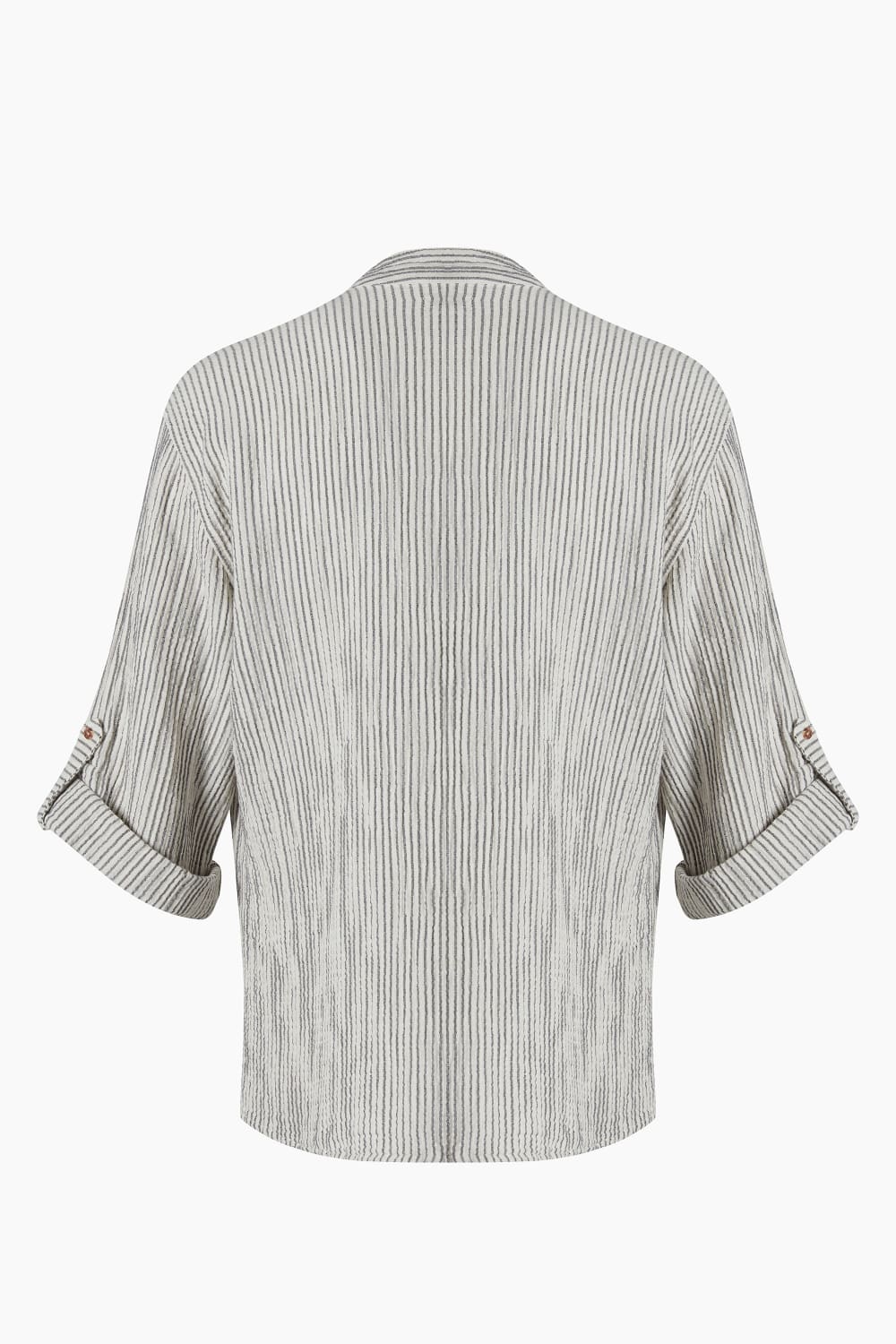 İkikız-Crinkle Çizgili Hakim Yaka Üst-Gömlek-3-Milagron.com