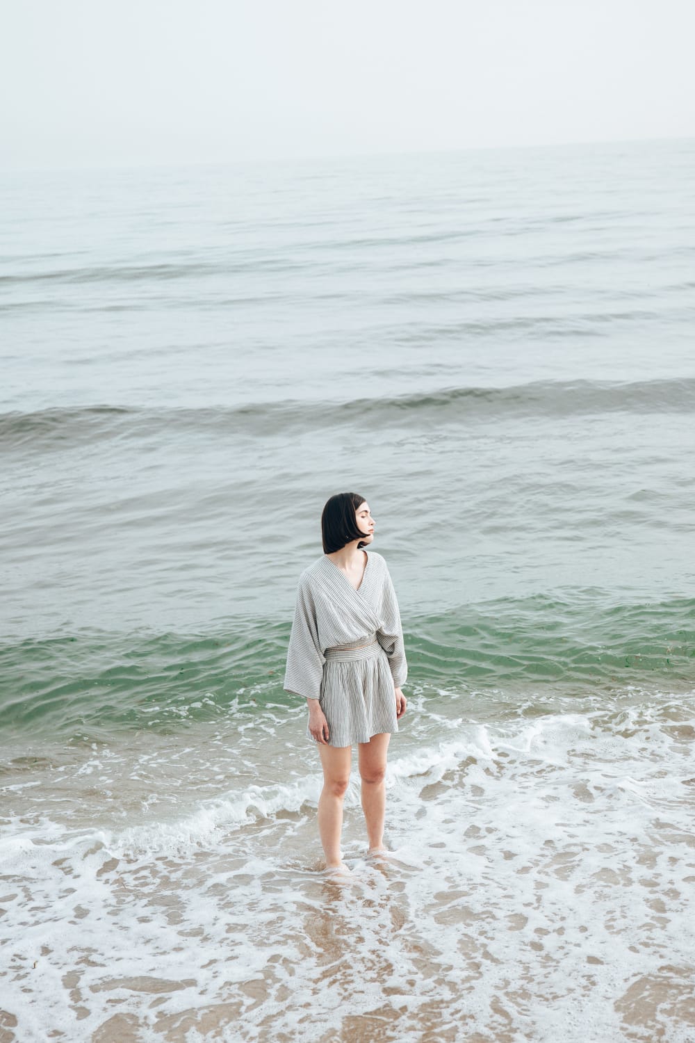 İkikız-Crinkle Çizgili Şort-Şort-3-Milagron.com