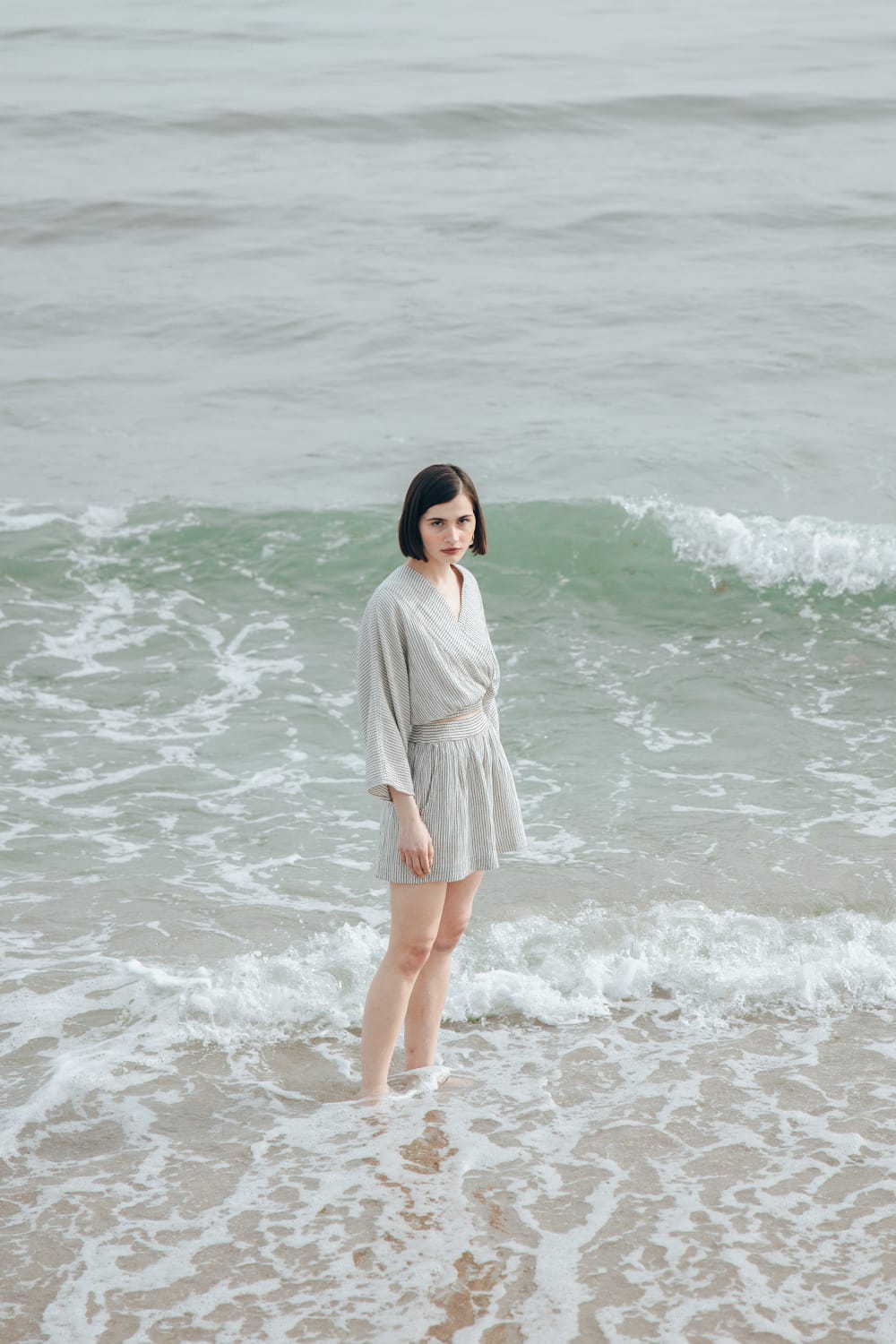 İkikız-Crinkle Çizgili Şort-Şort-4-Milagron.com