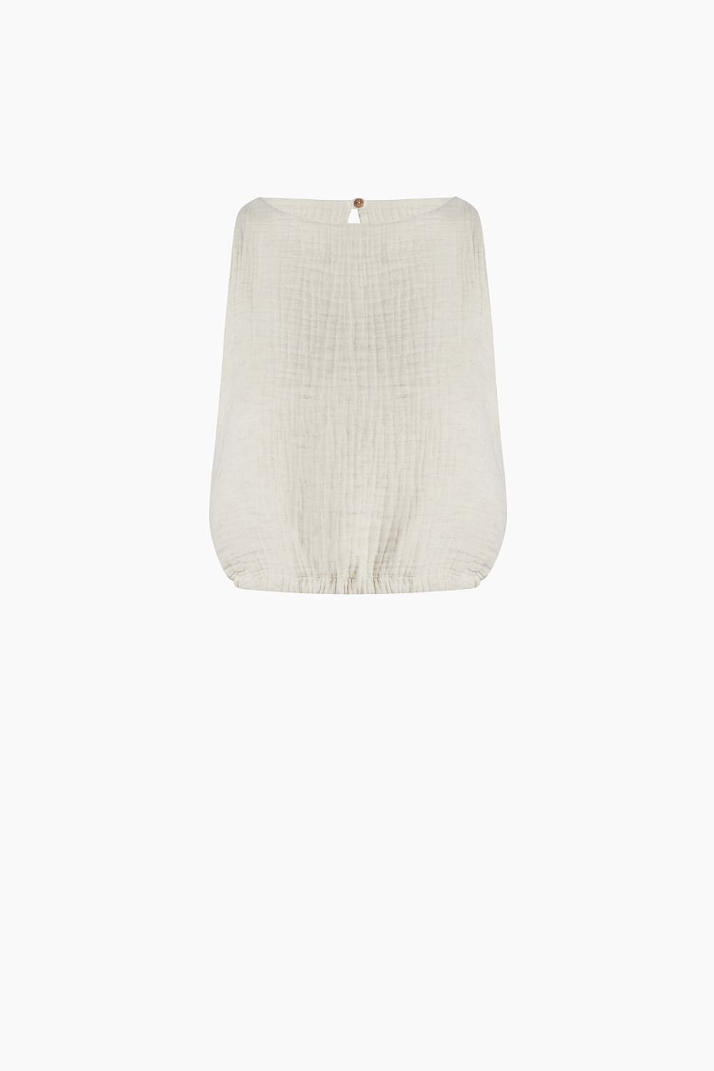 İkikız-Crinkle Linen Kolsuz Crop Top-Top-2-Milagron.com