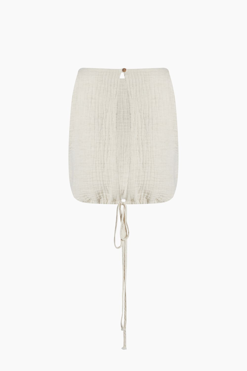 İkikız-Crinkle Linen Kolsuz Crop Top-Top-3-Milagron.com