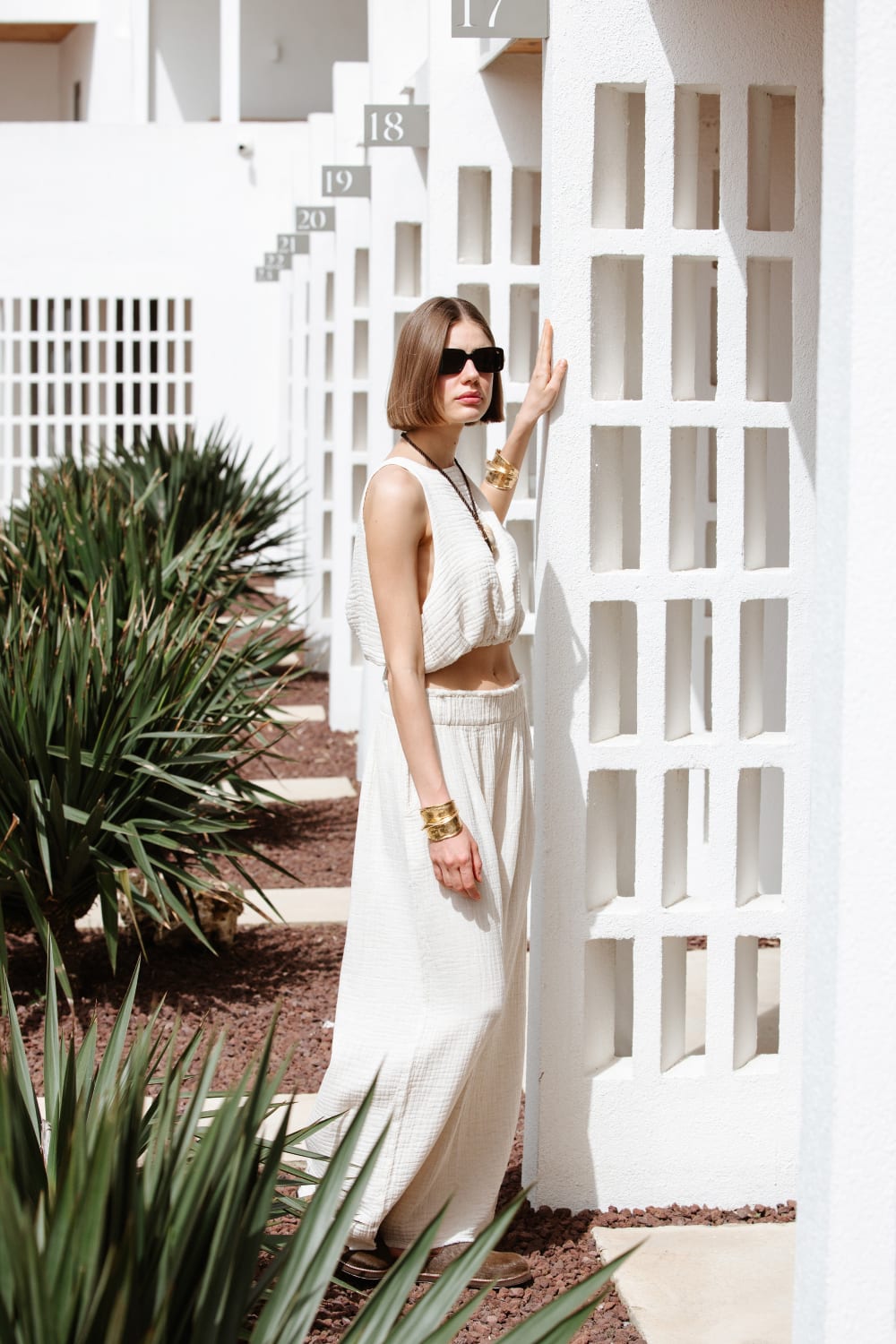 İkikız-Crinkle Linen Palazzo Pantolon-Pantolon-4-Milagron.com