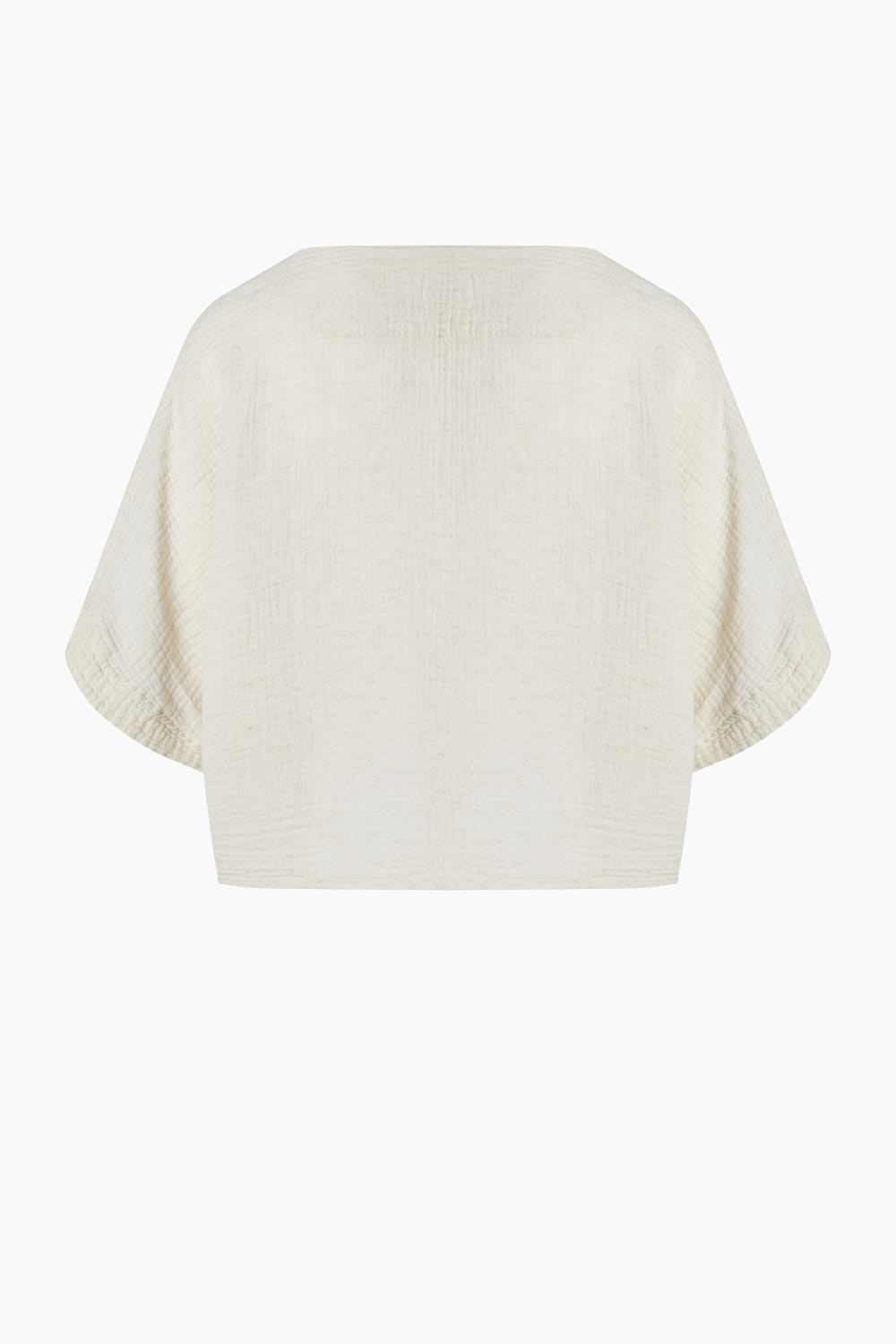 İkikız-Crinkle Linen V Yaka Bluz-Top-2-Milagron.com