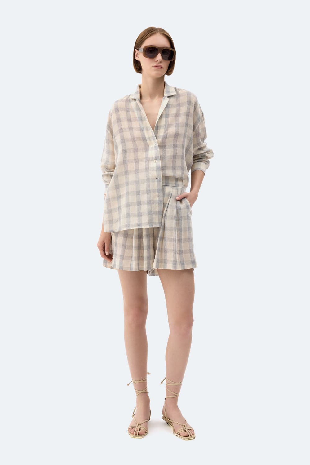 İkikız-Gri Ekose Gömlek-Gömlek-1-Milagron.com