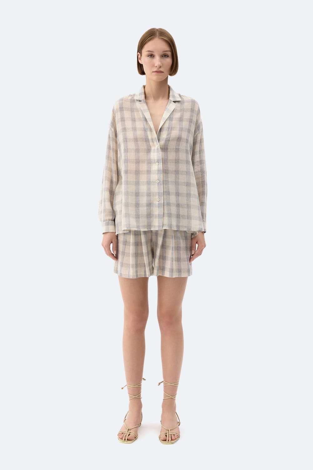 İkikız-Gri Ekose Gömlek-Gömlek-2-Milagron.com