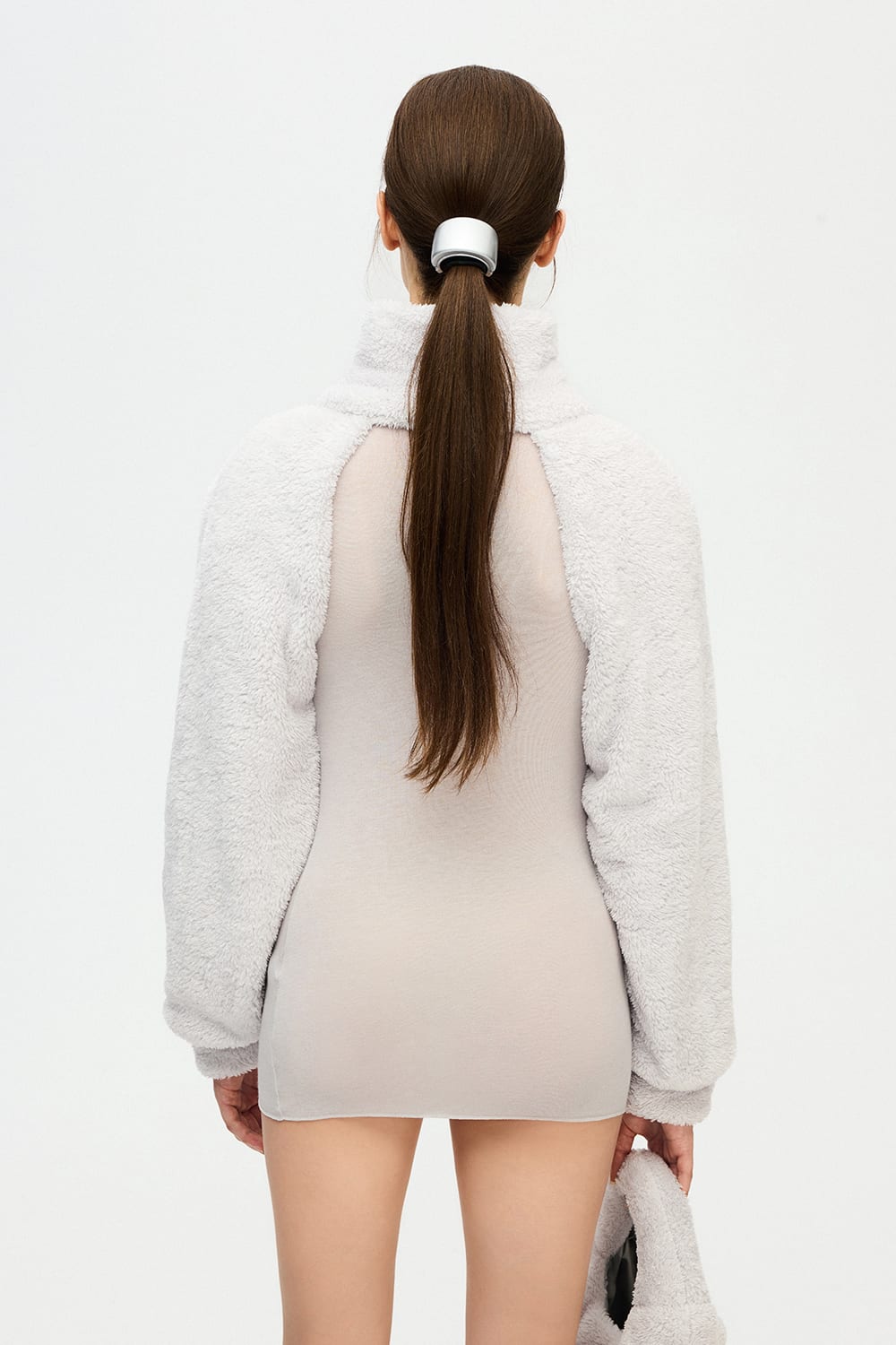 İkikız-Gri Pelüş Bolero-Kazak & Triko-3-Milagron.com