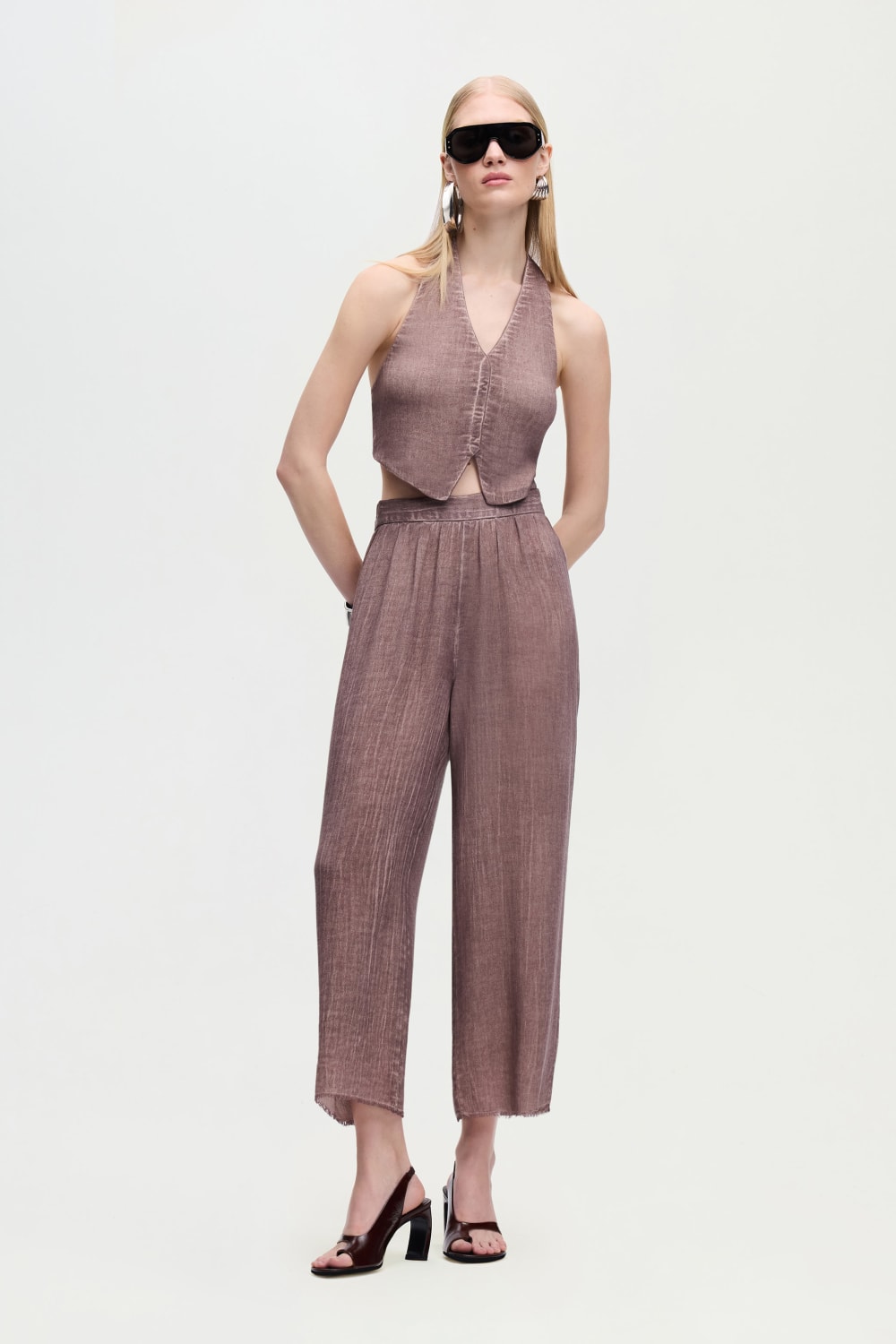 İkikız-Keten Kahverengi Yelek-Yelek-2-Milagron.com