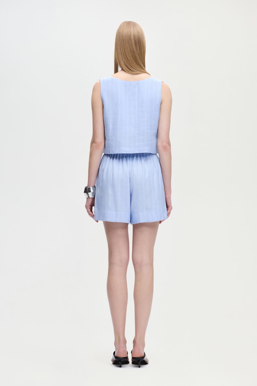 İkikız-Keten Karışımlı Çizgili Bluz-Bluz-4-Milagron.com