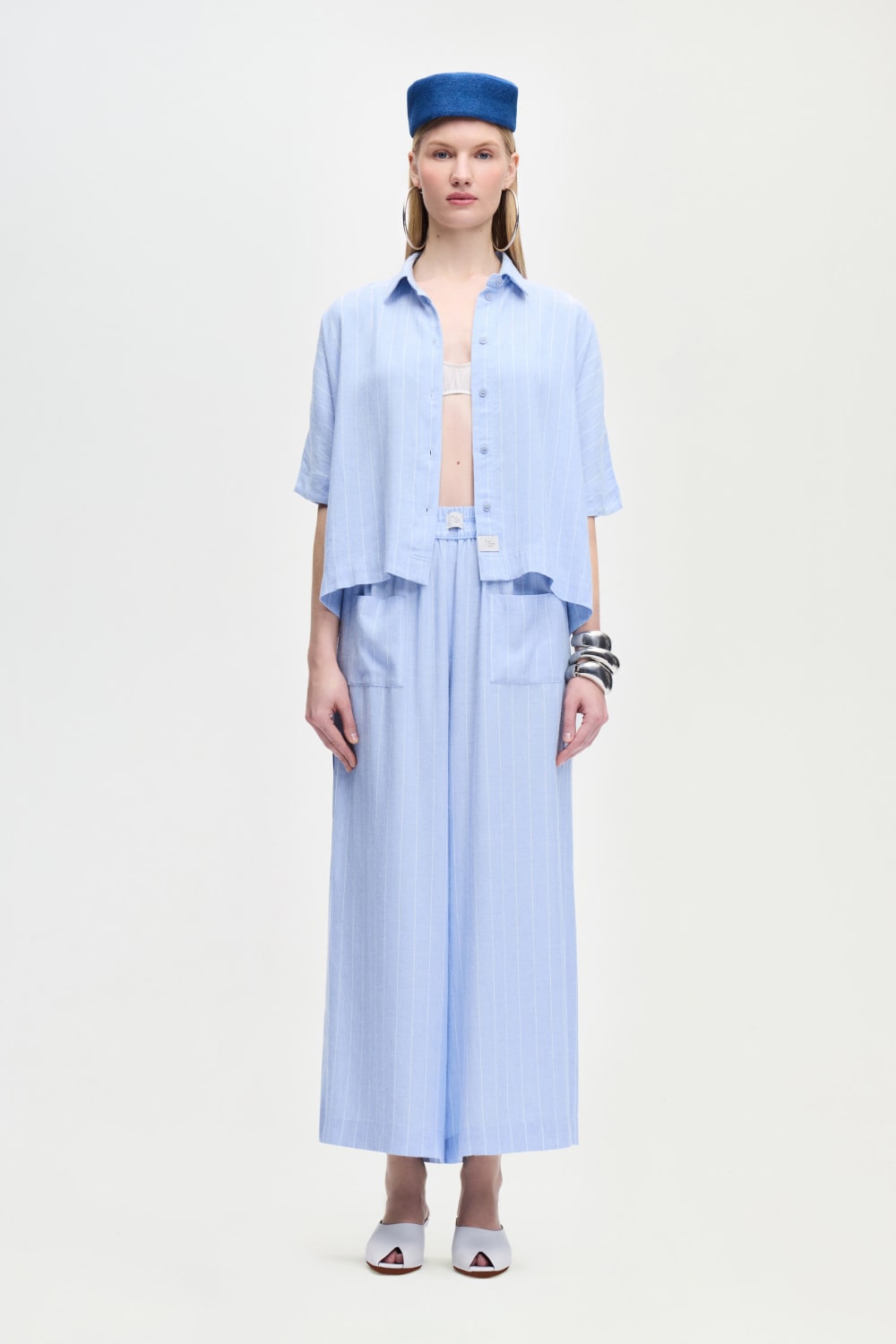 İkikız-Keten Karışımlı Çizgili Gömlek-Gömlek-1-Milagron.com