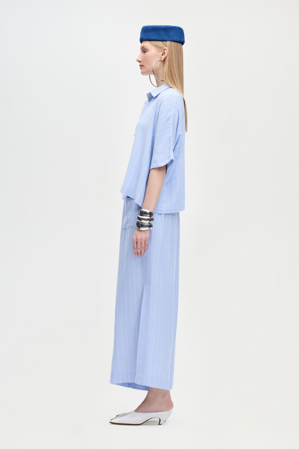 İkikız-Keten Karışımlı Çizgili Gömlek-Gömlek-3-Milagron.com